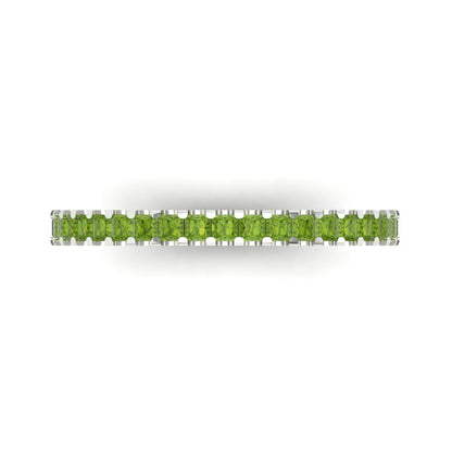 0.285 cttw Natural Peridot Princess Cut White Gold Eternity Wedding Band