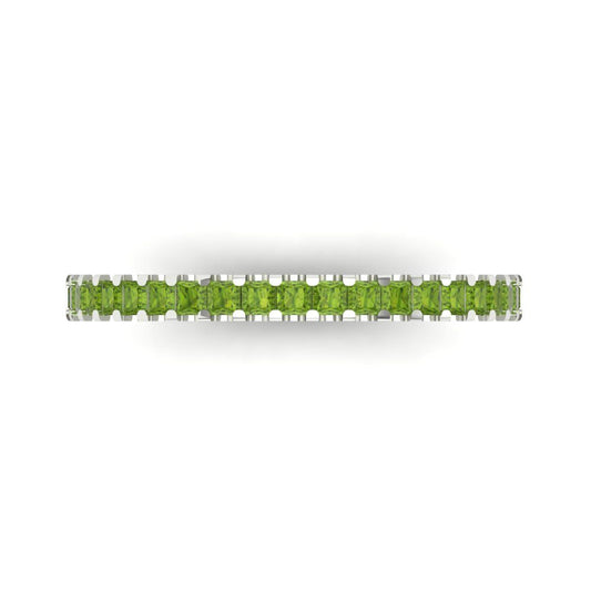 0.285 cttw Natural Peridot Princess Cut White Gold Eternity Wedding Band