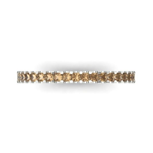 0.285 cttw Simulated Champagne Diamond Princess Cut White Gold Eternity Wedding Band
