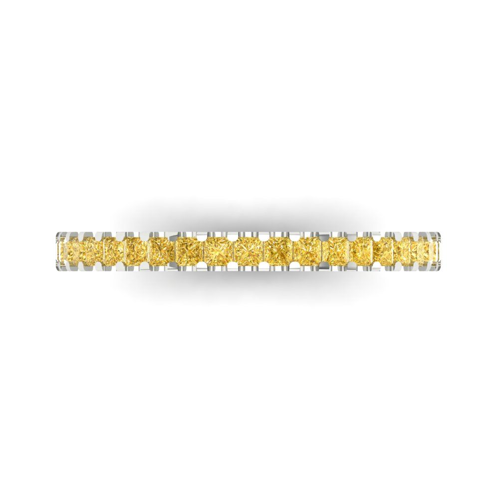 0.285 cttw Natural Citrine Princess Cut White Gold Eternity Wedding Band