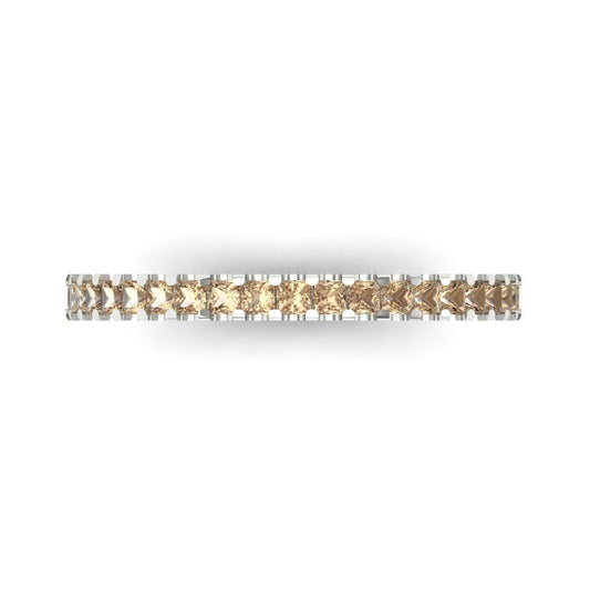 0.285 cttw Yellow Moissanite Princess Cut White Gold Eternity Wedding Band