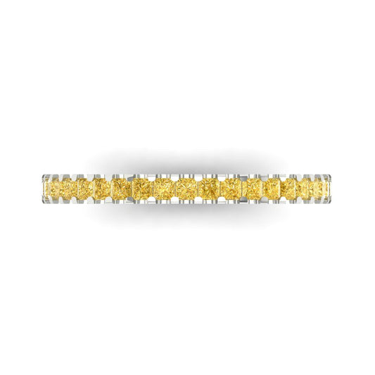 0.285 cttw Simulated Yellow Diamond Princess Cut White Gold Eternity Wedding Band