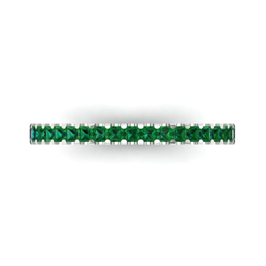 0.285 cttw Simulated Emerald Princess Cut White Gold Eternity Wedding Band