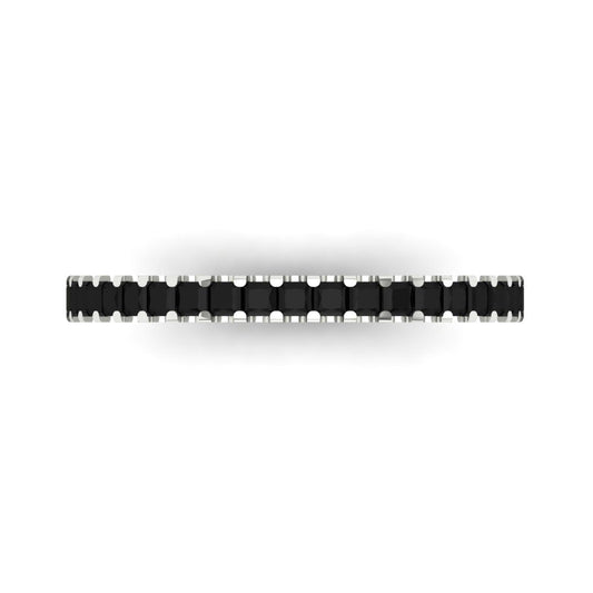 0.285 cttw Natural Onyx Princess Cut White Gold Eternity Wedding Band