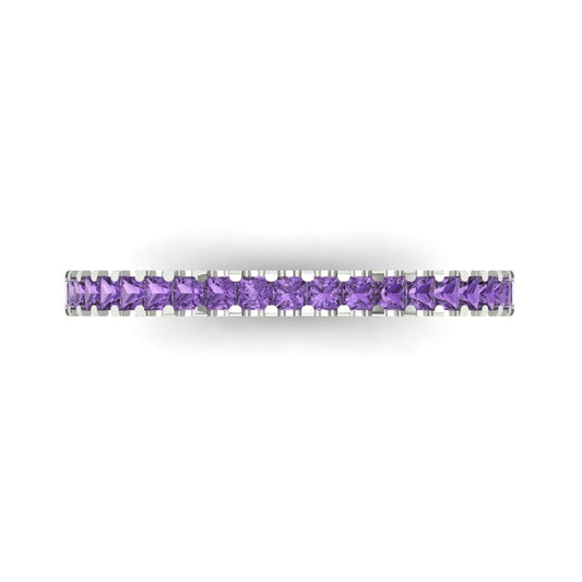 0.285 cttw Simulated Alexandrite Princess Cut White Gold Eternity Wedding Band