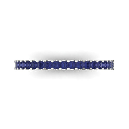 0.285 cttw Simulated Tanzanite Princess Cut White Gold Eternity Wedding Band