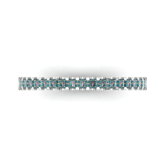 0.285 cttw Blue Moissanite Princess Cut White Gold Eternity Wedding Band