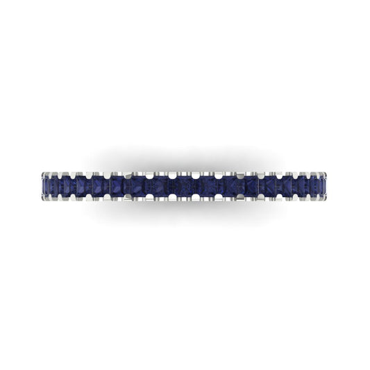0.285 cttw Simulated Blue Sapphire Princess Cut White Gold Eternity Wedding Band