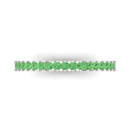 0.285 cttw Simulated Green Diamond Princess Cut White Gold Eternity Wedding Band
