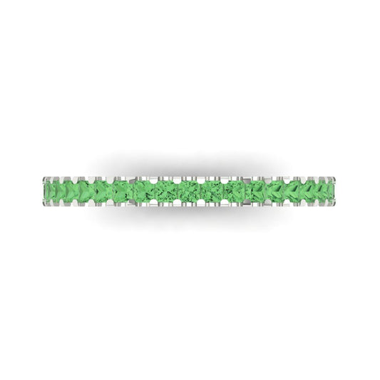 0.285 cttw Simulated Green Diamond Princess Cut White Gold Eternity Wedding Band