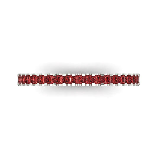 0.285 cttw Natural Garnet Princess Cut White Gold Eternity Wedding Band