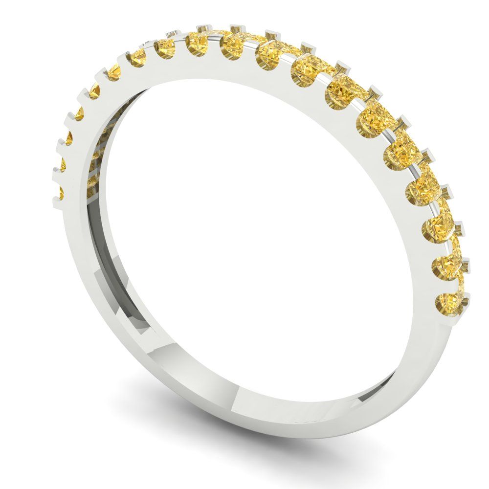 0.285 cttw Simulated Yellow Diamond Princess Cut White Gold Eternity Wedding Band