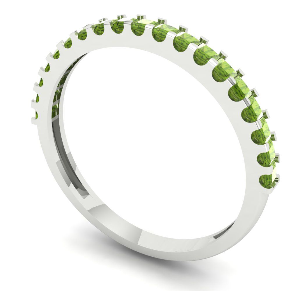 0.285 cttw Natural Peridot Princess Cut White Gold Eternity Wedding Band