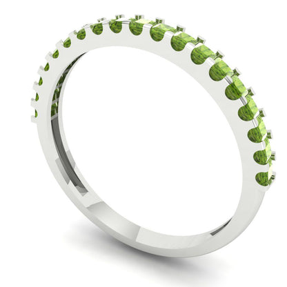 0.285 cttw Natural Peridot Princess Cut White Gold Eternity Wedding Band