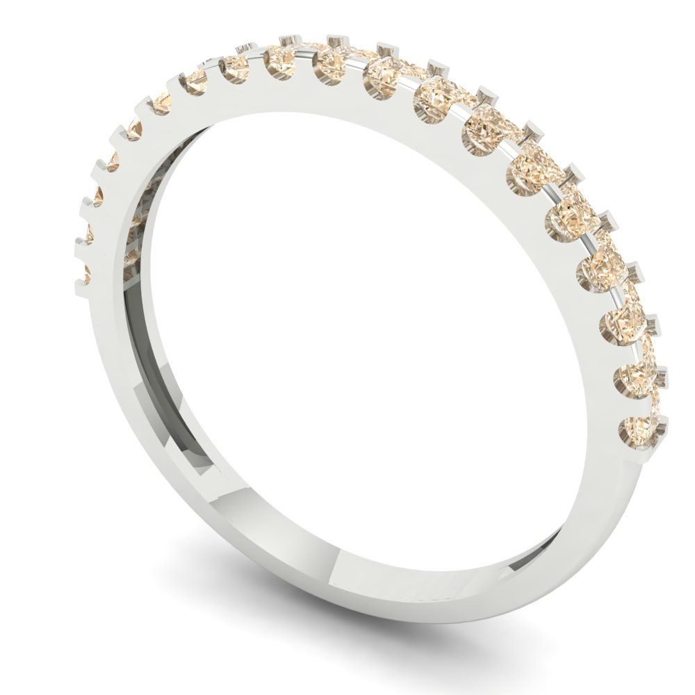 0.285 cttw Natural Morganite Princess Cut White Gold Eternity Wedding Band