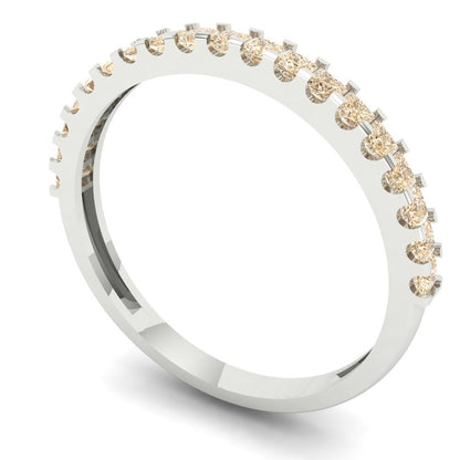 0.285 cttw Natural Morganite Princess Cut White Gold Eternity Wedding Band