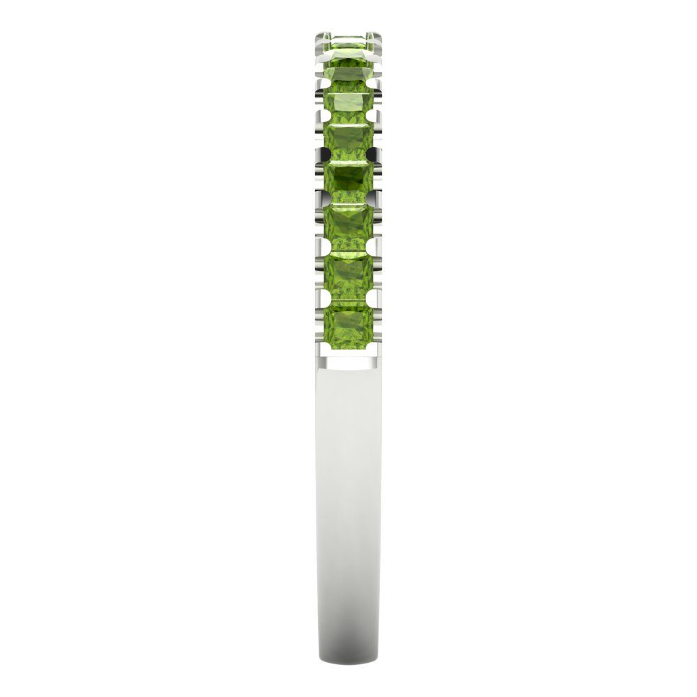 0.285 cttw Natural Peridot Princess Cut White Gold Eternity Wedding Band