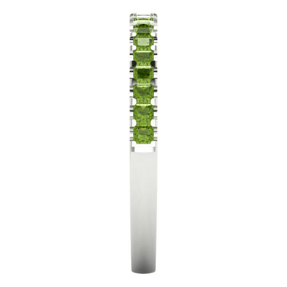0.285 cttw Natural Peridot Princess Cut White Gold Eternity Wedding Band