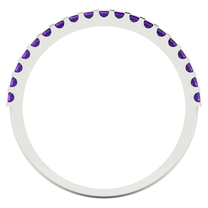 0.285 cttw Natural Amethyst Princess Cut White Gold Eternity Wedding Band