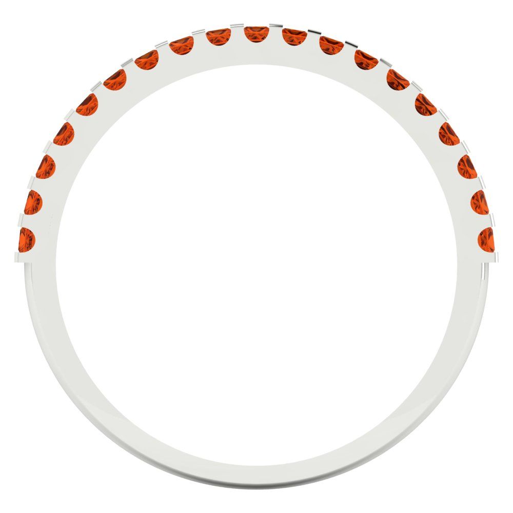 0.285 cttw Simulated Pink Tourmaline Princess Cut White Gold Eternity Wedding Band