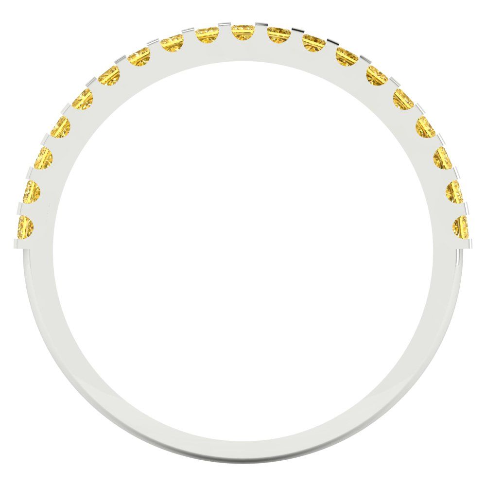 0.285 cttw Simulated Yellow Diamond Princess Cut White Gold Eternity Wedding Band