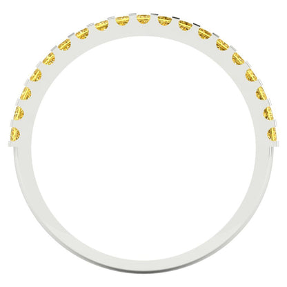 0.285 cttw Simulated Yellow Diamond Princess Cut White Gold Eternity Wedding Band