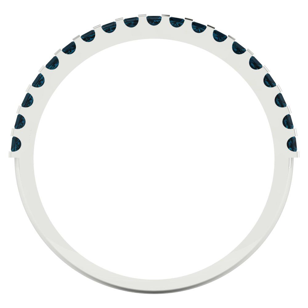 0.285 cttw Natural London Blue Topaz Princess Cut White Gold Eternity Wedding Band