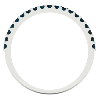 0.285 cttw Natural London Blue Topaz Princess Cut White Gold Eternity Wedding Band