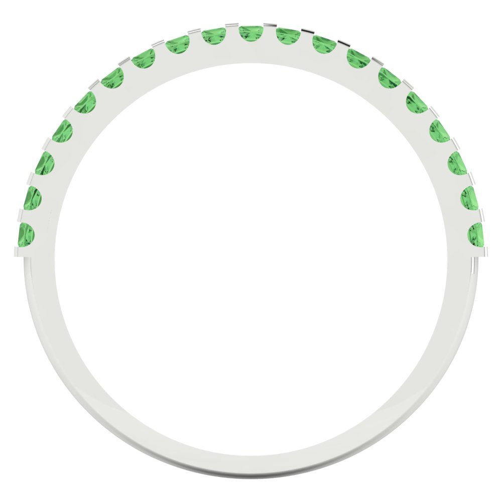 0.285 cttw Simulated Green Diamond Princess Cut White Gold Eternity Wedding Band