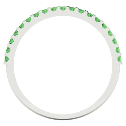 0.285 cttw Simulated Green Diamond Princess Cut White Gold Eternity Wedding Band