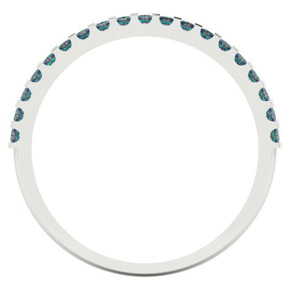 0.285 cttw Blue Moissanite Princess Cut White Gold Eternity Wedding Band