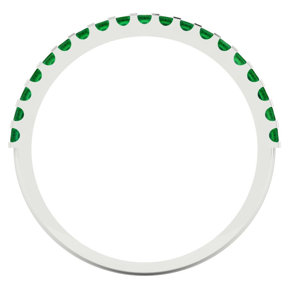 0.285 cttw Simulated Emerald Princess Cut White Gold Eternity Wedding Band