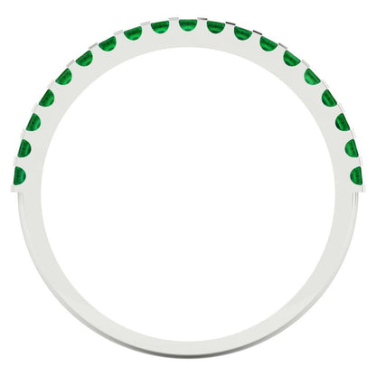 0.285 cttw Simulated Emerald Princess Cut White Gold Eternity Wedding Band