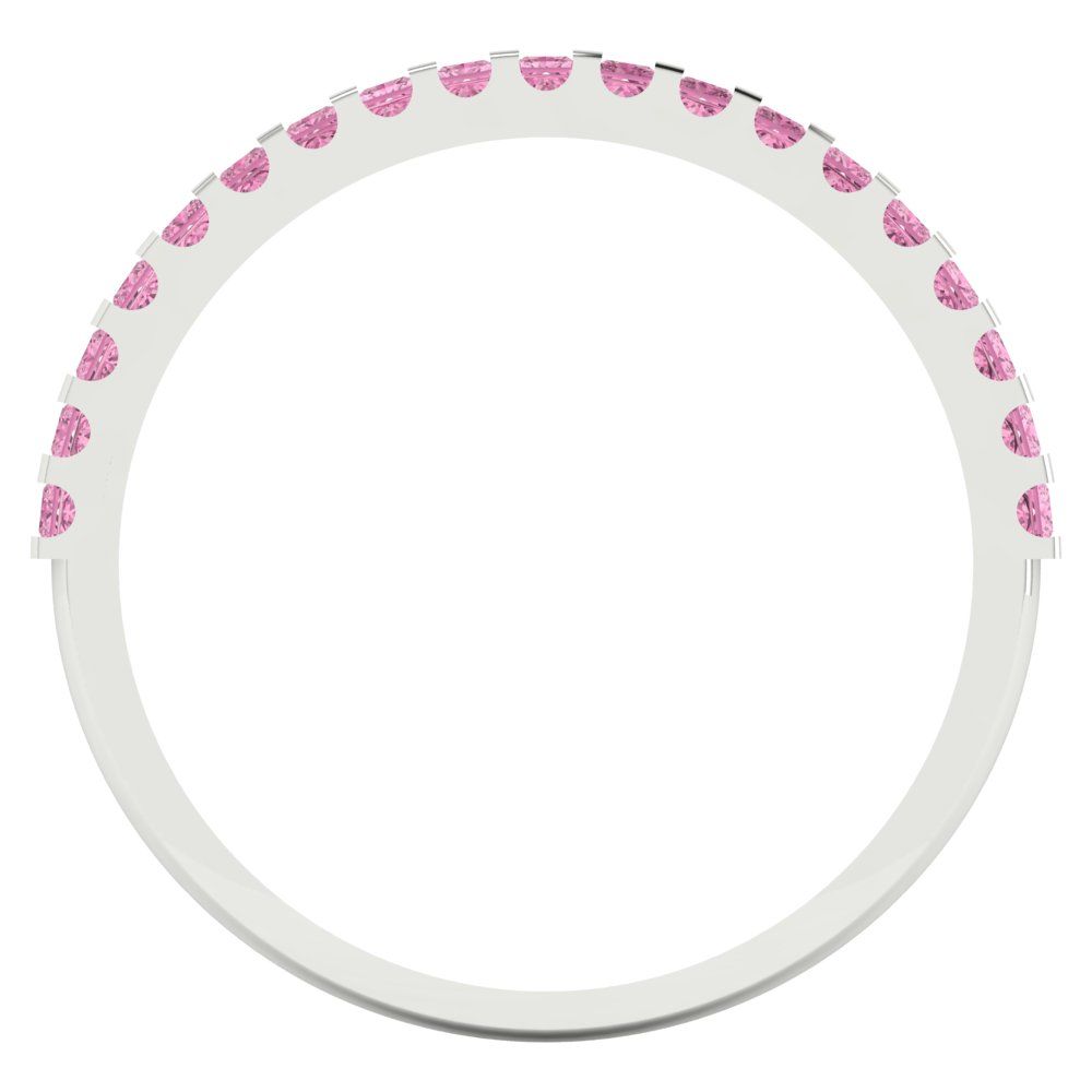 0.285 cttw Simulated Pink Diamond Princess Cut White Gold Eternity Wedding Band