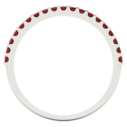 0.285 cttw Natural Garnet Princess Cut White Gold Eternity Wedding Band