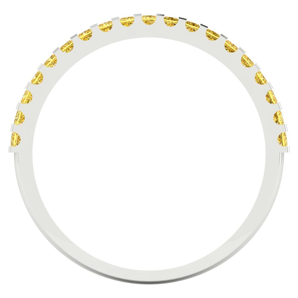 0.285 cttw Natural Citrine Princess Cut White Gold Eternity Wedding Band