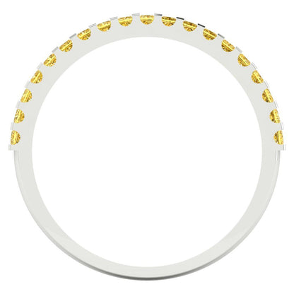 0.285 cttw Natural Citrine Princess Cut White Gold Eternity Wedding Band