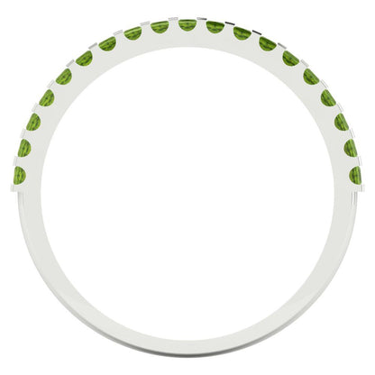 0.285 cttw Natural Peridot Princess Cut White Gold Eternity Wedding Band