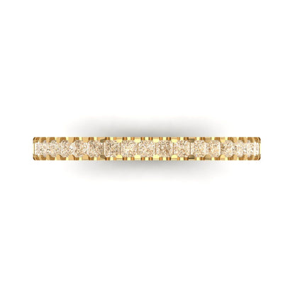 0.285 cttw Natural Morganite Princess Cut Yellow Gold Eternity Wedding Band