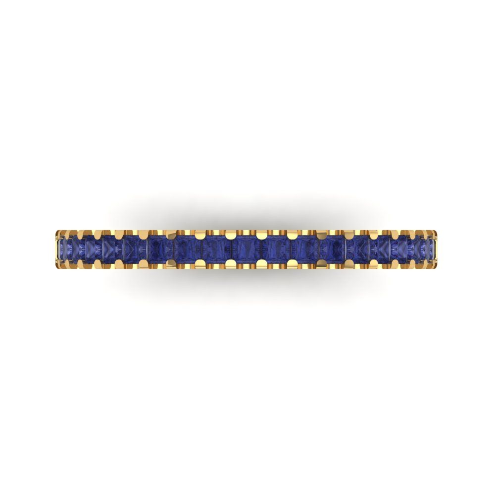 0.285 cttw Simulated Tanzanite Princess Cut Yellow Gold Eternity Wedding Band