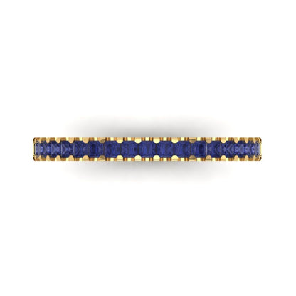 0.285 cttw Simulated Tanzanite Princess Cut Yellow Gold Eternity Wedding Band