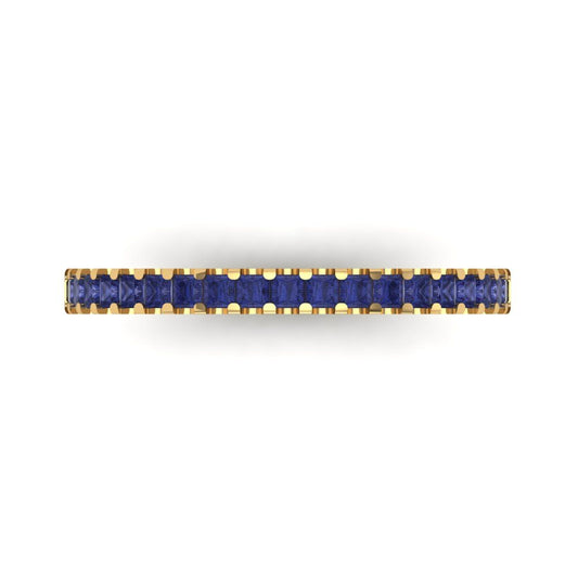 0.285 cttw Simulated Tanzanite Princess Cut Yellow Gold Eternity Wedding Band