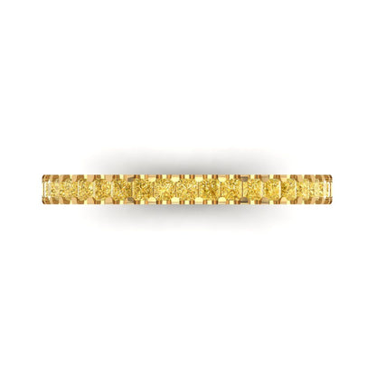0.285 cttw Simulated Yellow Diamond Princess Cut Yellow Gold Eternity Wedding Band