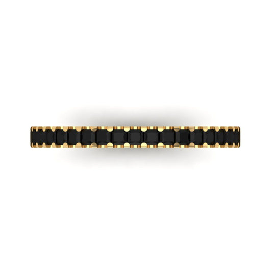 0.285 cttw Natural Onyx Princess Cut Yellow Gold Eternity Wedding Band