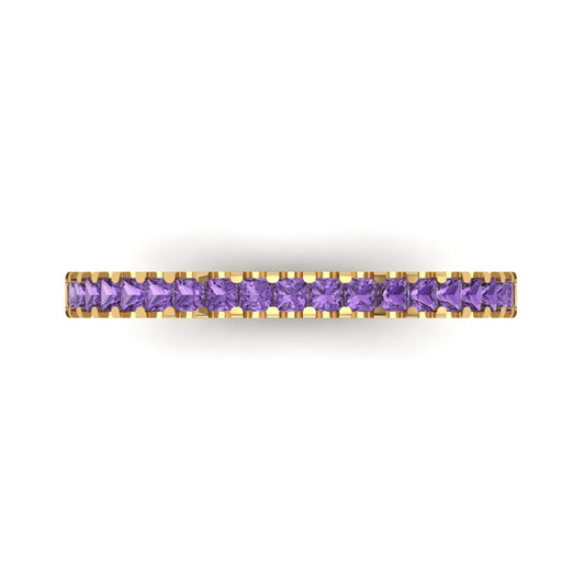 0.285 cttw Simulated Alexandrite Princess Cut Yellow Gold Eternity Wedding Band
