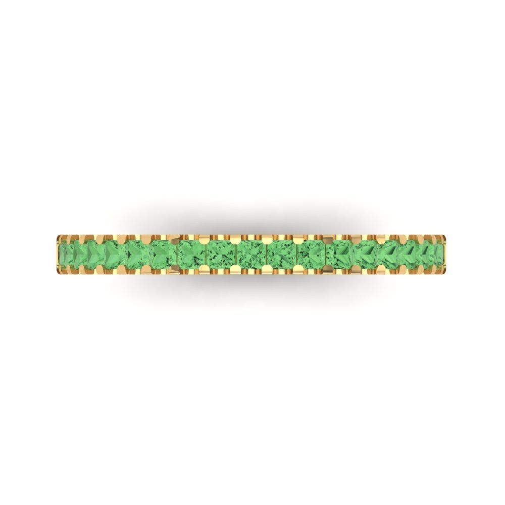 0.285 cttw Simulated Green Diamond Princess Cut Yellow Gold Eternity Wedding Band
