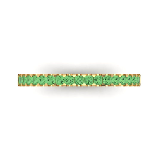 0.285 cttw Simulated Green Diamond Princess Cut Yellow Gold Eternity Wedding Band