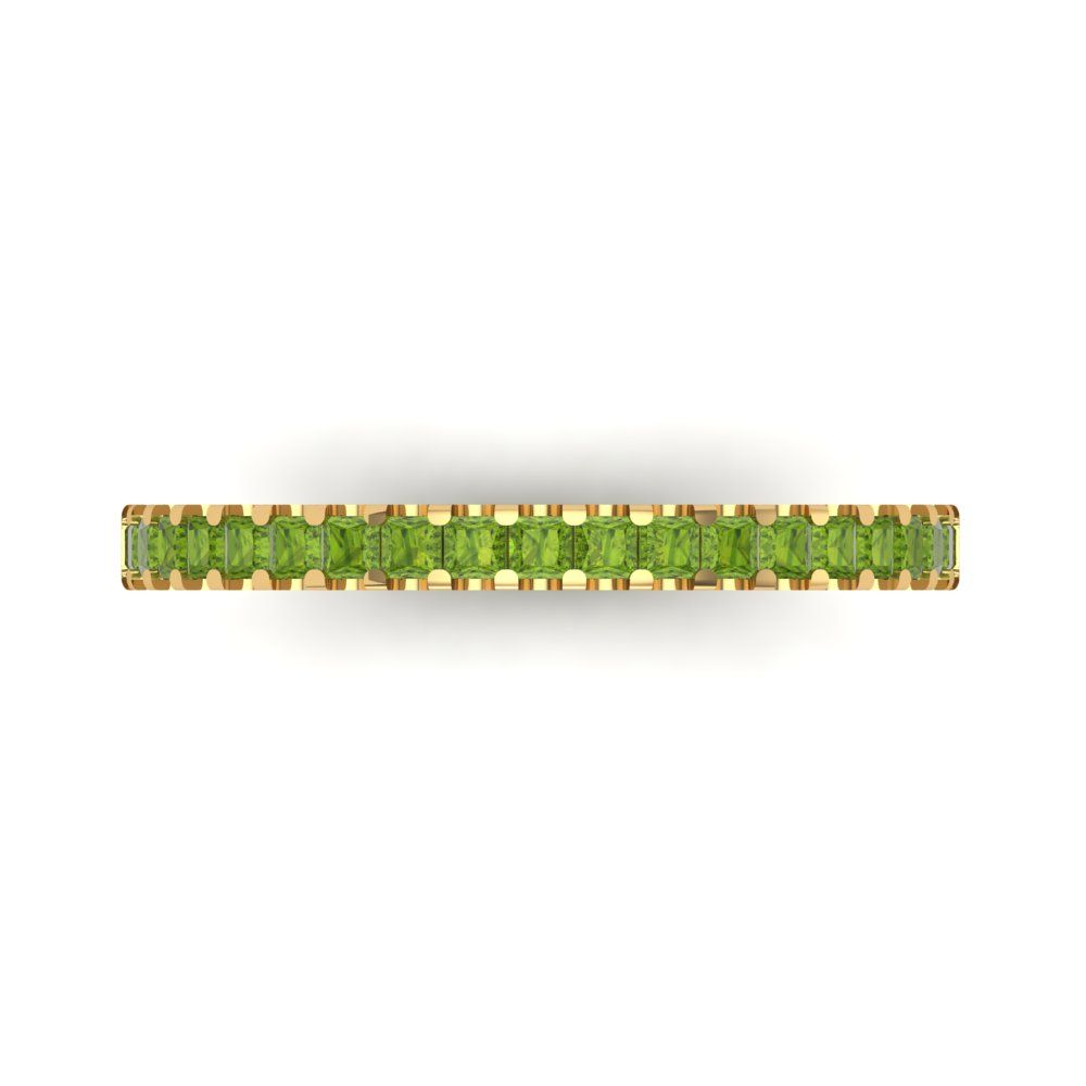 0.285 cttw Natural Peridot Princess Cut Yellow Gold Eternity Wedding Band