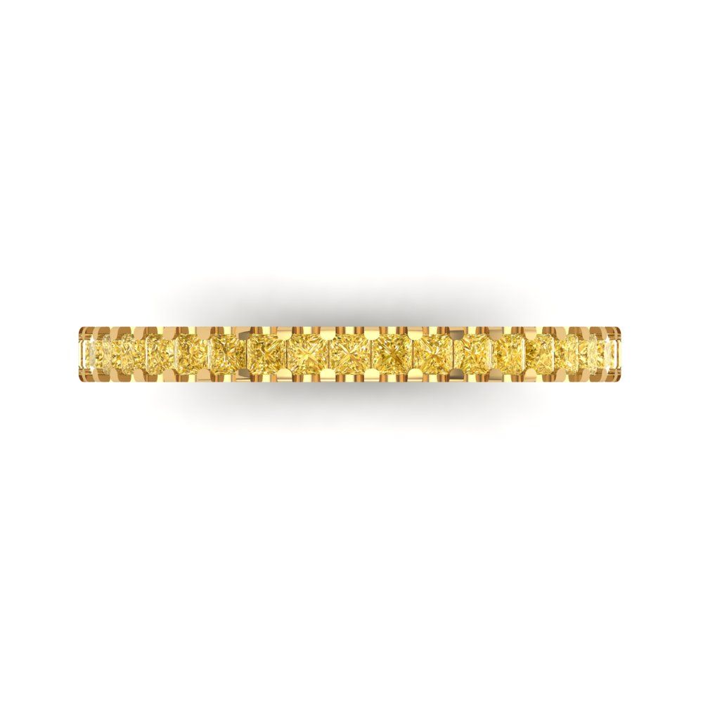 0.285 cttw Natural Citrine Princess Cut Yellow Gold Eternity Wedding Band
