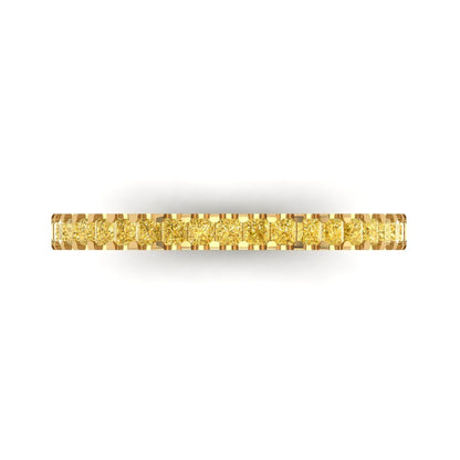 0.285 cttw Natural Citrine Princess Cut Yellow Gold Eternity Wedding Band